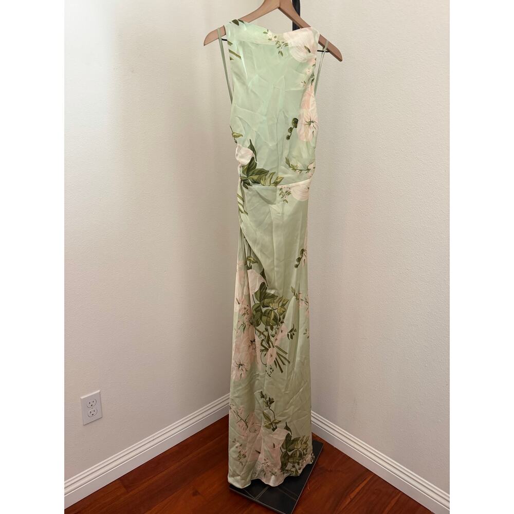 New $422 O.P.T Roslyn silk dress sz small mint blossom - Picture 4 of 6